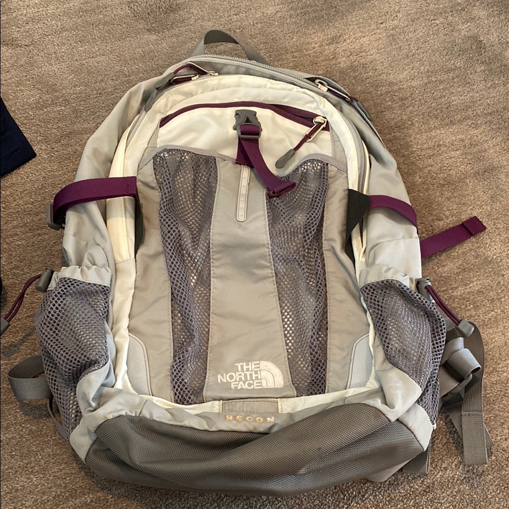 The North Face Gray and Purple Backpack